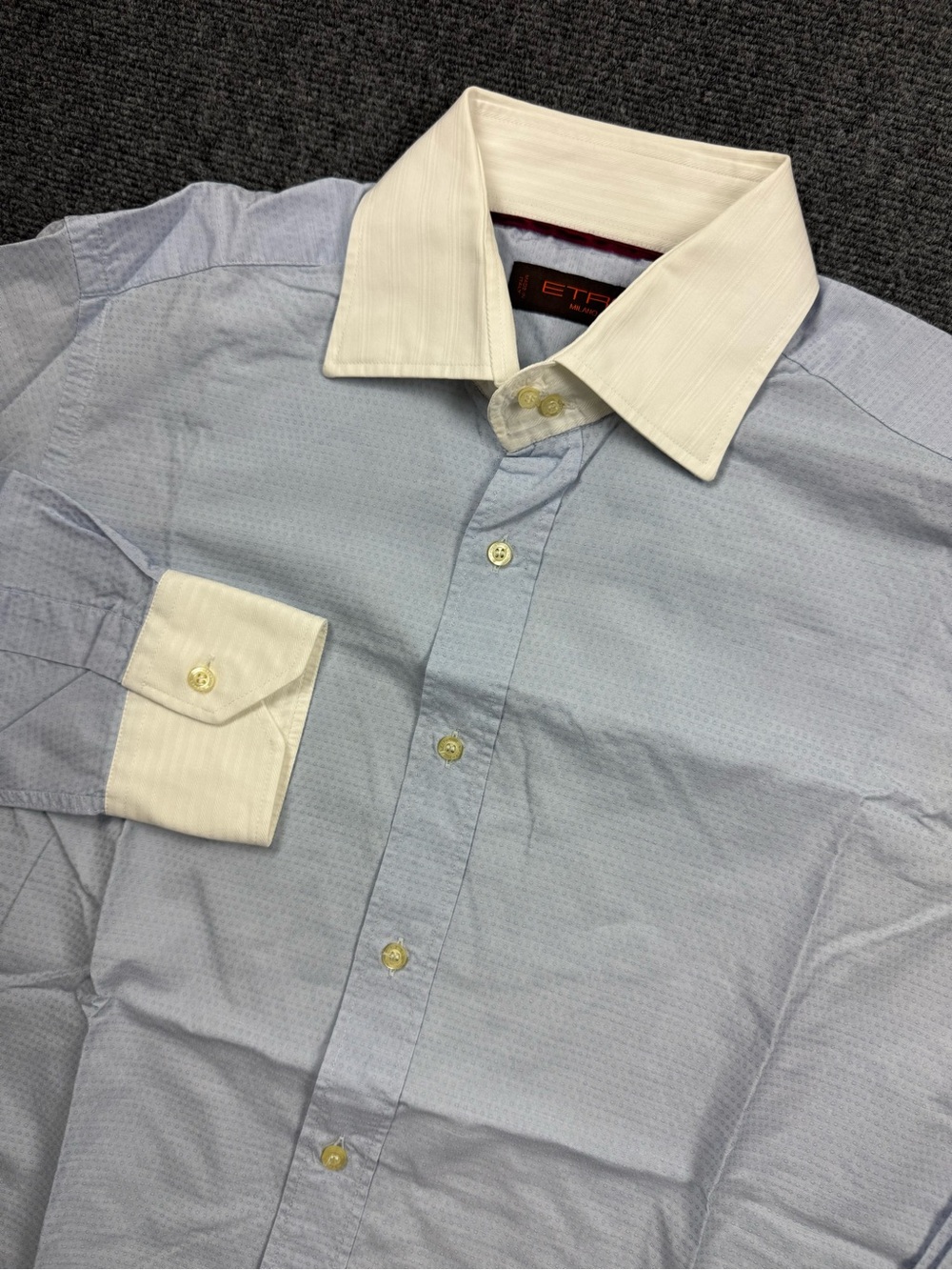 Etro Milano Women’s Blouse Italian Size 40 US 8 Blue White Button Down Shirt